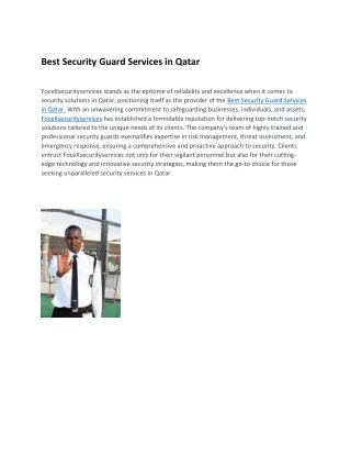 Best Security Guard Services in Qatar