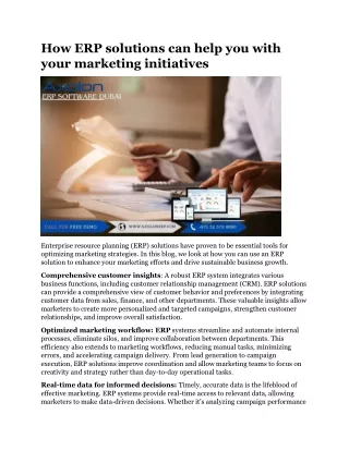 How ERP solutions can help you with your marketing initiatives
