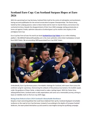 Scotland Euro Cup Can Scotland Surpass Hopes at Euro 2024