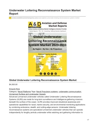 Underwater Loitering Reconnaissance System Market Report