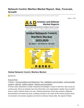 Network Centric Warfare Market Report Size Forecast Growth