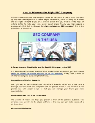 How to Discover the Right SEO Company