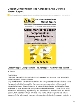 Copper Component In The Aerospace And Defense Market Report