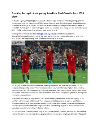 2wth-Euro Cup Portugal - Anticipating Ronaldo's Final Quest in Euro 2024 Glory