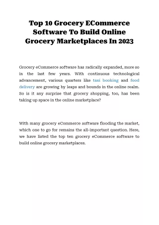 Top 10 Grocery ECommerce Software To Build Online Grocery Marketplaces In 2023