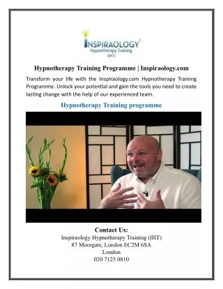 Hypnotherapy Training Programme | Inspiraology.com