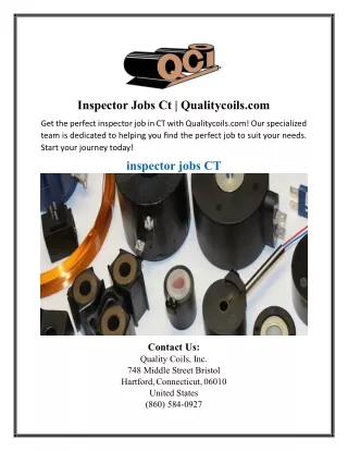 Inspector Jobs Ct | Qualitycoils.com