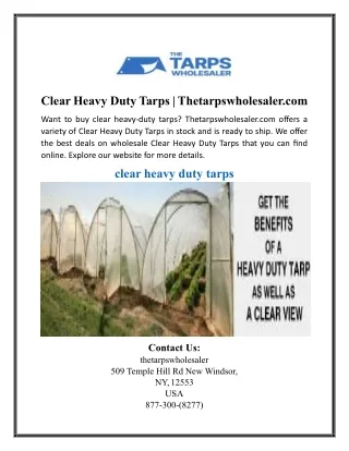 Clear Heavy Duty Tarps | Thetarpswholesaler.com