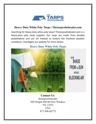 Heavy Duty White Poly Tarps | Thetarpswholesaler.com