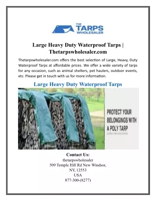 Large Heavy Duty Waterproof Tarps | Thetarpswholesaler.com