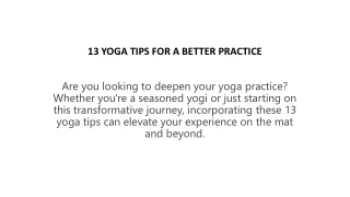 13 YOGA TIPS FOR A BETTER PRACTICE