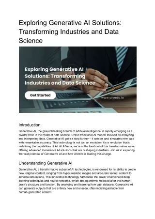 Exploring Generative AI Solutions Transforming Industries and Data Science