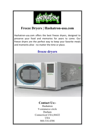 Freeze Dryers | Hashatron-usa.com