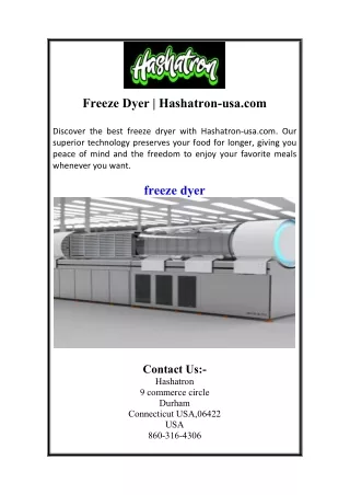 Freeze Dyer | Hashatron-usa.com