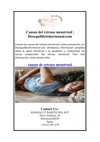 Causas del retraso menstrual | Desequilibriohormonal.com