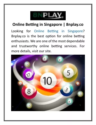 Online Betting in Singapore 8nplay.co