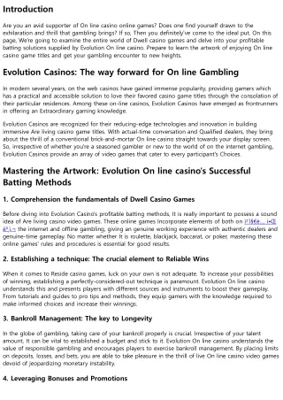 Mastering the Art: Evolution Casino's Profitable Batting Procedures for Dwell Ca