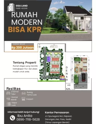 KPR, 0896-7118-5628 Rumah diJual Cepat Kediri GSA Land