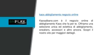 Kaos Abbigliamento Negozio Online Kaosalbano.com