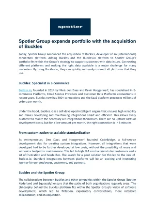 Spotler Group expands portfolio with the acquisition of Buckles