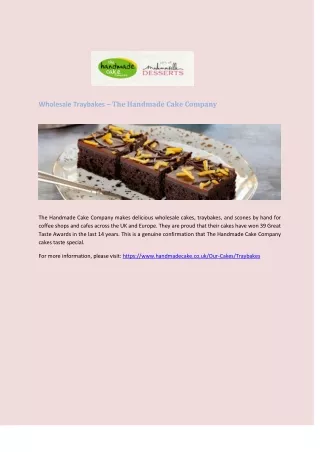 Wholesale Traybakes – The Handmade Cake Company