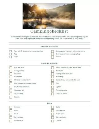 FREE Camping Checklist