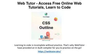 Web Tutor - Access Free Online Web Tutorials, Learn to Code