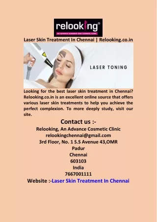 Laser Skin Treatment In Chennai  Relooking co in