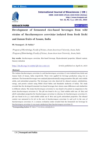 Development of fermented rice-based beverages from wild strains of Saccharomyces