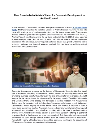 Nara Chandrababu Naidu's Vision for Economic Development in Andhra Pradesh