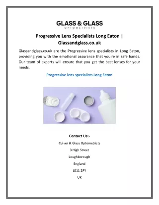 Progressive Lens Specialists Long Eaton  Glassandglass.co.uk