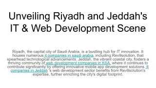 Unveiling Riyadh and Jeddah's IT & Web Development Scene