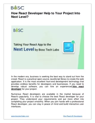 Step up Your Project with Expert React Developers