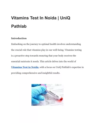 Vitamins Test In Noida | UniQ Pathlab