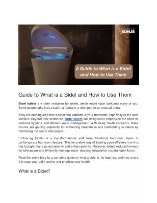 Guide to What is a Bidet and How to Use Them