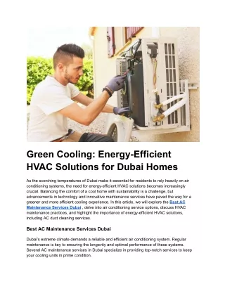 Green Cooling_ Energy-Efficient HVAC Solutions for Dubai Homes