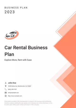 Car Rental Business Plan Example