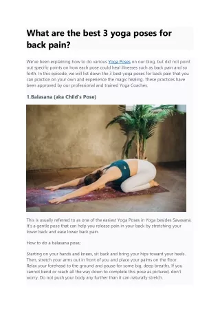 What are the best 3 yoga poses for back pain