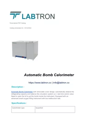 Automatic Bomb Calorimeter