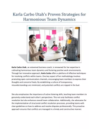 Karla Carbo Utah's Proven Strategies for Harmonious Team Dynamics