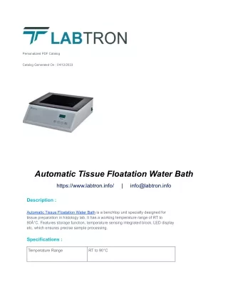 Automatic Tissue Floatation Water Bath