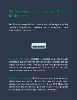 Switch réseau- un guide d'achat pour les débutants