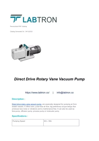 Direct Drive Rotary Vane Vacuum Pump