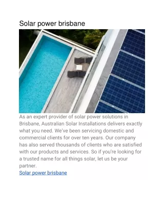 Solar power brisbane