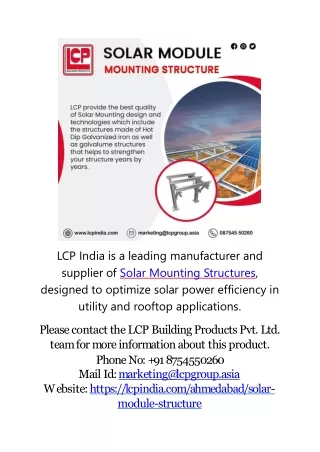 Solar Module Mounting Structure Exporters in Ahmedabad
