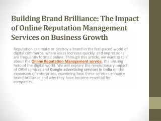The Impact of Online Reputation Management Services on Business Growth
