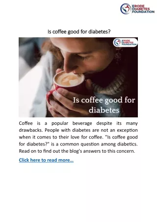 Is coffee good for diabetes- personalize your coffee intake