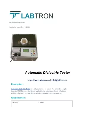 Automatic Dielectric Tester