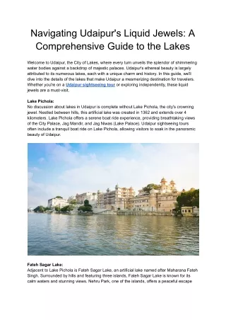 Navigating Udaipur's Liquid Jewels_ A Comprehensive Guide to the Lakes