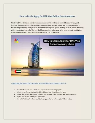 How to Easily Apply for UAE Visa Online from Anywhere